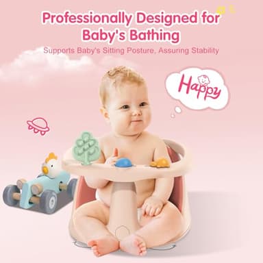 Baby Bath Seat for Babies 6 Months & Up, Non-Slip Bath Seats for Babies Sitting up,Bath tub Seat with Suction Cups,Safe & Comfortable Bath Chair Baby, Pink - Image 4