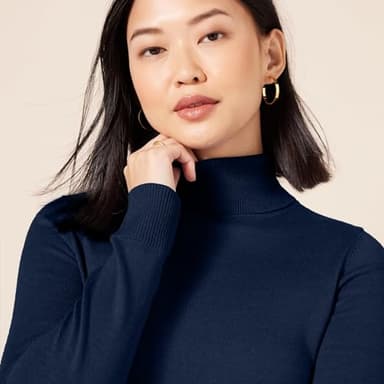 Amazon Essentials Women's Classic-Fit Lightweight Long-Sleeve Turtleneck Sweater (Available in Plus Size), Navy, Small - Image 4
