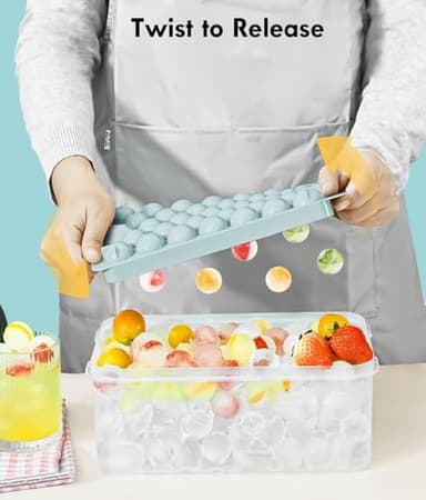 Ice Cube Tray with Lid and Bin – Round Ice Cube Trays for Freezer, BPA-Free Food-Grade Ice Mold, Stackable Ice Ball Maker, Iced Bucket Kits, Circle Ice Tray for Cocktails, Whiskey, Coffee, and Drinks - Image 6