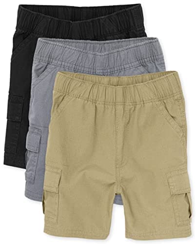 The Children's Place Baby Boys And Toddler Boys Pull on Cargo Shorts,Black/Flax/Storm 3 Pack,5T - Image 1