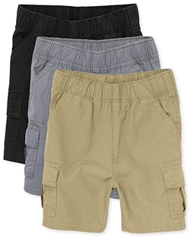 The Children's Place Baby Boys And Toddler Boys Pull on Cargo Shorts,Black/Flax/Storm 3 Pack,5T - Image 1