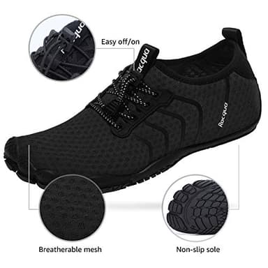 Racqua Water Shoes Quick Dry Barefoot Beach Aqua Sport Swim Surf Pool Hiking Diving Walking for Men Women Black 10 W/9 M - Image 3