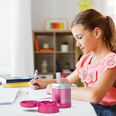 THERMOS FUNTAINER Insulated Food Jar, 10 Ounce, Kid Friendly Food Jar with Foldable Spoon, Pink - Image 4