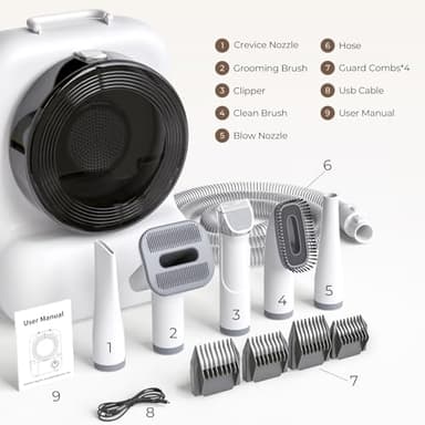 KungFuPet Dog Grooming Vacuum and Dryer, Pet Grooming Vacuum for Dogs with 3 Liter Canister, 15000Pa Suction Dog Vacuum for Shedding Grooming, Extra Space for Storage for 5 Grooming Kits - Image 7