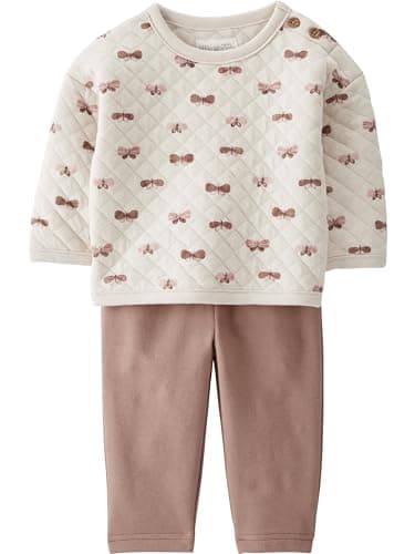 little planet by carter's unisex-baby 2-Piece Set Made With Organic Cotton, Brown Butterflies, 12M - Image 1