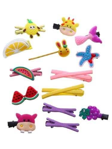 56PCS Toddler Hair Accessories Set: Colorful Rainbow Barrettes, Pins, Candy Fruits, Butterflies for Kids' Stylish Hairstyles - Image 4