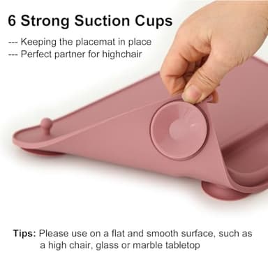 2 Pack Baby Silicone Mat, with Suction Base and 8 Stretchable Straps, Seposeve Baby Placemats, Activity Mat for Infants to Toddlers, Keeps Babies Essentials Off The Floor, Purple Pink - Image 2