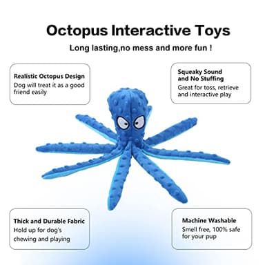 CPYOSN Octopus Squeaky Plush Dog Toys - No Stuffing, Crinkle, Durable for Puppy Teething, Small to Large Dogs, 2 Pack - Image 4