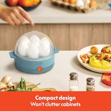 bella Electric Egg Cooker, 7 Eggs Capacity Tray, Single Stack, for Poached, Scrambled, Hard, Medium & Soft Boiled Eggs, Omelets and Steamed Dumplings, Auto Shutoff, 360 Watt, Surf - Image 7