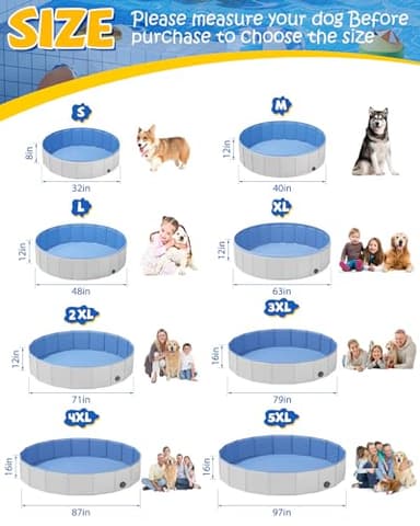 Portable Dog Pool PVC Pet Swimming Hard Plastic Pool Bathtub Collapsible Dog Poo for Pets to Swim and Bath (XL-63"x 12" Light Grey) - Image 2