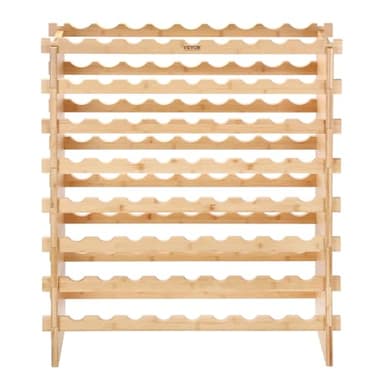 VEVOR 8-Tier 72 Bottles Stackable Modular Wine Rack, Freestanding Wines Holder Display Shelf, Solid Bamboo Wood Storage Racks, Wobble-Free Shelves for Kitchens, Dining Rooms, Cellars, Natural Color - Image 9