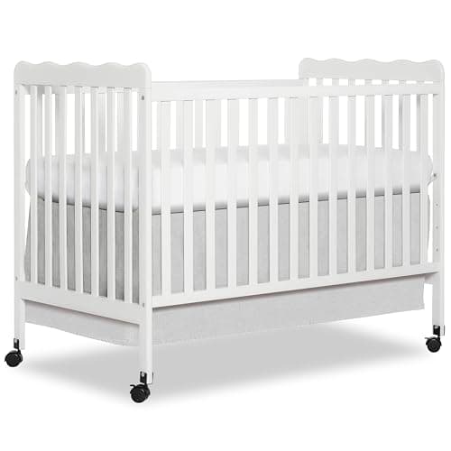 Dream On Me Carson Classic 3-in-1 Convertible Full-Size Baby Crib in White, GreenGuard Gold & JPMA, 4 Mattress Heights, Converts to Day & Toddler Bed, Locking Wheels, Classic Nursery Design - Image 1