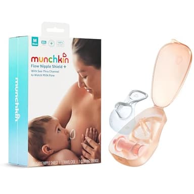 Munchkin® Flow Nipple Shield + with See-Thru Channel to Watch Milk Flow - Nurse Confidently and Meet Your Breastfeeding Goals, Silicone - 20mm - Image 1