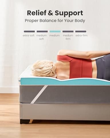 Dreamsmith Twin Mattress Topper - 4 Inch Cooling Gel Memory Foam Mattress Pad for Pressure Relief, Bed Topper with Removable Washable Soft Cover Non-Slip, CertiPUR-US & Oeko-Tex Certified - Image 2