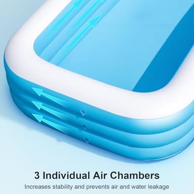 Large Inflatable Pool with Canopy - 145'' x 74'' x 22'' Oversized Thickened Blow Up Pool for Family, Extra Large Swimming Pool with Pump for Backyard, Garden and Outdoor Fun - Image 7