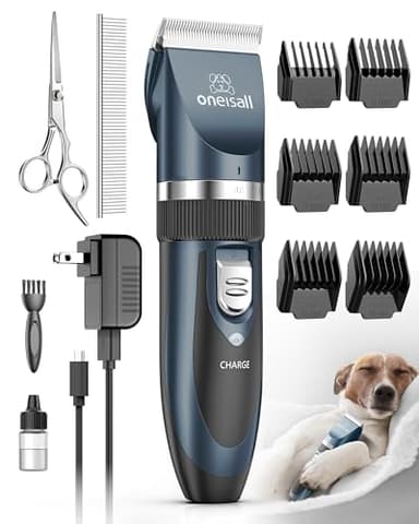 oneisall Dog Shaver Clippers Low Noise Rechargeable Cordless Electric Quiet Hair Clippers Set for Dogs Cats Pets - Image 1