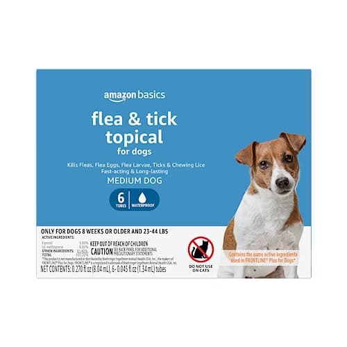 Amazon Basics Flea and Tick Topical Treatment for Medium Dogs (23-44 Pounds), 6 Count (Previously Solimo) - Image 1