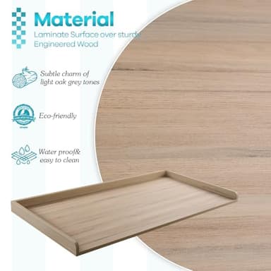 Kaboon Washer Dryer Countertop, Melamine Countertop with Edge Rails - 27.5" Depth x 54" Width Laundry Room Organization, Oak(Grey Tone) - Image 4