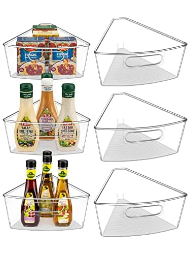 JEISSLIA Lazy Susan Cabinet Organizer Bins for 26"/ 28"/ 32" Diameter Corner Organizer, Plastic Cabinet Storage Bin, 1/8 Wedge - Food Safe, BPA Free, with Non-Slip Pads (for 28" Diameter, 6 Pack) - Image 1
