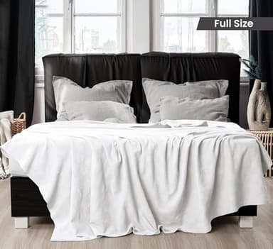 Utopia Bedding White 100% Cotton Blanket [Full Size - 90x84 Inch] 350GSM Lightweight, Soft and Breathable Thermal Blanket for All Seasons - Image 2