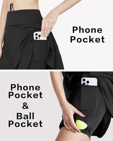 BONOTIE Tennis Skirts for Women with Pockets Shorts Knee Length Golf Skirts Skorts for Women High Waisted Casual Athletic Black - Image 3