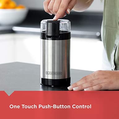 BLACK+DECKER One Touch Coffee Grinder, 2/3 Cup Coffee Bean Capacity, Spice Grinder, One Touch Push-Button Control -150 Watts -Stainless Steel Blades - Image 5