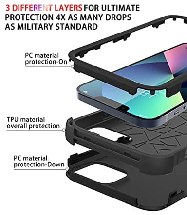 Diverbox for iPhone 13 Case [Shockproof] [Dropproof] [Dust-Proof],Heavy Duty Protection Phone Case Cover for Apple iPhone 13 (Black) - Image 6