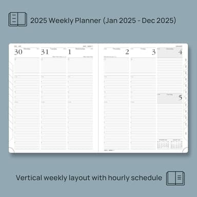 POPRUN 2025 Planner (Large Size 8.5''x 10.5'' Hardcover) - Daily Weekly and Monthly Calendar Agenda 2025 Appointment Book with Hourly Time Slots, Monthly Tabs, 100 GSM - Midnight Green - Image 3