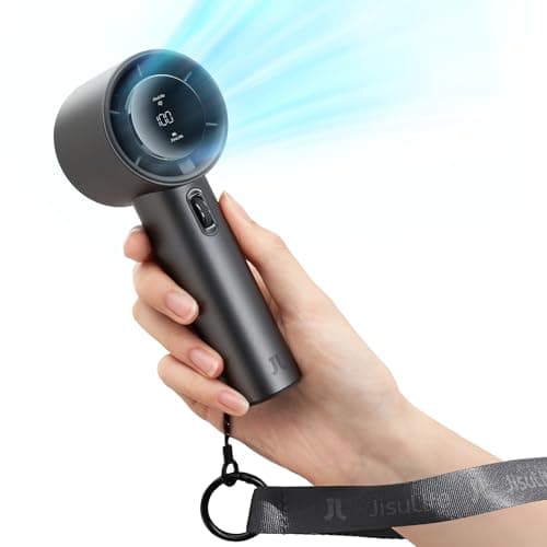 JISULIFE Handheld Fan Pro Series - Extreme Cooling Output: 1-100 Speed Scroll Wheel, Metal Body, Digital Display, 1.5H Fast Charge, 5000mAh-Portable Fan for Travel Outdoor, Gifts for Women Men(Grey) - Image 1