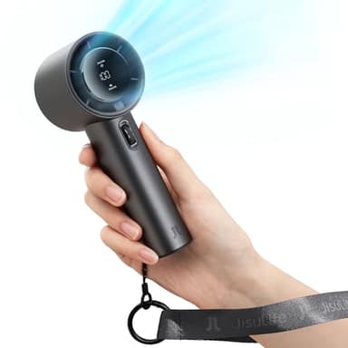 JISULIFE Handheld Fan Pro Series - Extreme Cooling Output: 1-100 Speed Scroll Wheel, Metal Body, Digital Display, 1.5H Fast Charge, 5000mAh-Portable Fan for Travel Outdoor, Gifts for Women Men(Grey) - Image 1