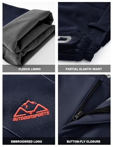 Rdruko Women's Hiking Ski Snow Pants Waterproof Insulated Fleece Outdoor Winter Pants(Full Navy Blue, US XXL) - Image 6