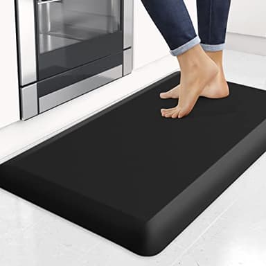 4/5 Inch Thick Kitchen Mats for Floor, StepRite Kitchen Rug for Standing Desk, Non-Slip, Thicker, Stain Resistant, Water Resistant, Comfort Anti Fatigue Floor Mat for Home, Kitchen, Office - Black - Image 1