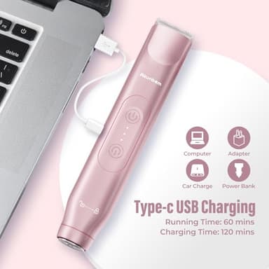Akunbem 2 in 1 Women Electric Shaver Dual Head Bikini Trimmer for Women IPX7 Waterproof Wet & Dry Use Body Hair Trimmer and Facial Hair Remover for Bikini Underarm Leg Arm Body Face, Pink - Image 6