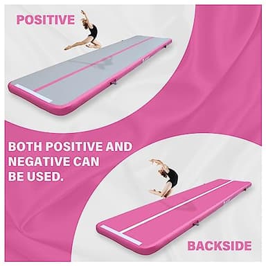 AKSPORT Gymnastics Air Mat Tumble Track Tumbling Mat Inflatable Floor Mats with Electric Air Pump for Home Use/Tumble/Gym/Training/Cheerleading/Parkour/Beach/Park/Water(Grey Pink,13ft) - Image 5
