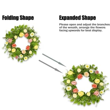 KORSMV Artificial Spring Summer Wreaths for Front Door Summer Door Wreath Floral Wreath with Colorful Flower for Indoor Outdoor Wall Porch Farmhouse Garden Home Decoration - Image 5