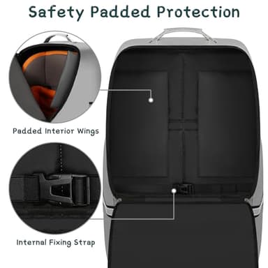 Car Seat Travel Bag,Padded Car Seats Backpack with Steel Cable Handle and Reflective Stripes, Large Durable Carseat Carrier Bag,Airport Gate Check Bag,Infant Seat Travel Bag with Shoulder Strap,Grey - Image 3