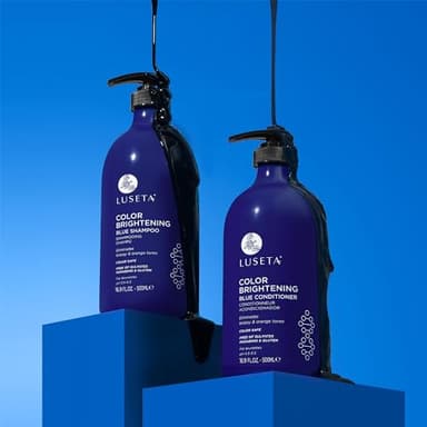Luseta Blue Shampoo & Conditioner Set - Color Brightening for Brassy and Brunette Treated Hair, Revive Cool Tones, 2x 16.9oz - Image 8