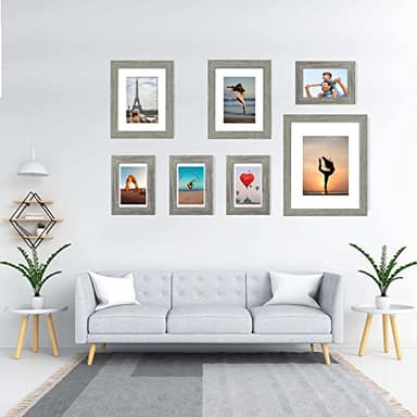 Hongkee 5x7 Picture Frame Set of 4, Made of Real Glass and Grey Wooden Frame, 5 by 7 Photo for Wall or Tabletop - Display Picture 4x6 with Mat or 5x7 Without Mat - Image 4