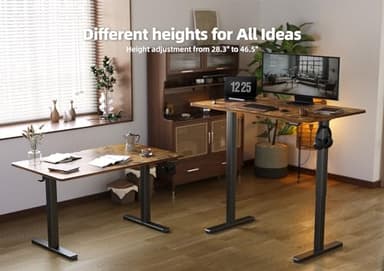 YDN Standing Desk, Electric Adjustable Height Stand up Desk, 63x24 Inches Sit Stand Home Office Desk with Splice Board, Rustic Brown Top - Image 4