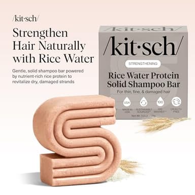 Kitsch Rice Water Shampoo Bar for Hair Growth – Strengthening Hair Shampoo for Men and Women – Reduce Breakage, Boosts Shine – Paraben, Silicone & Sulfate-Free, Vegan Hair Care - 3.2 oz - Image 2