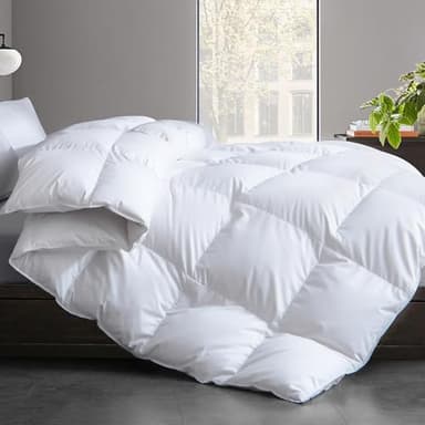 Cosybay Queen Size Feather Down Fiber Comforter - Ultra Fluffy 100% Cotton Duvet Insert, All Season Hotel Luxury Bedding with Corner Tabs, 90"x90" White - Image 1