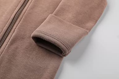 O2 BABY Baby Boys Girls Organic Cotton Zip Front Sleeper Pajamas, Footed Sleep 'n Play（6-12 Months, Brown） - Image 2