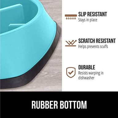 Gorilla Grip Slip Resistant Slow Feeder Dog Bowl,4 Cups,Slows Down Pets Eating,Prevents Overeating,Feed Small&Large Breed Puppy,Puzzle Design,Dogs Pet Bowls for Dry&Wet Food,Turquoise,4 Cup. - Image 4