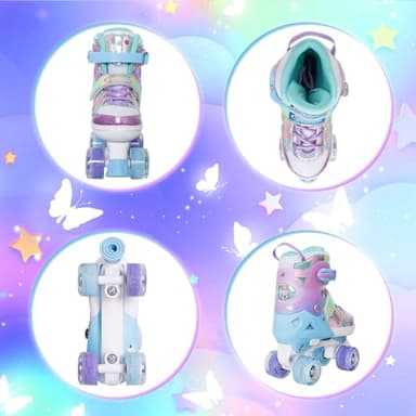 Kids Roller Skates for Girls Boys - Purple for Teenagers Youth Age 10 11 12 - Adjustable All Light up Wheels Butterfly and Flower Indoor Outdoor Sports Birthday Gift for Son and Grandson - Image 4