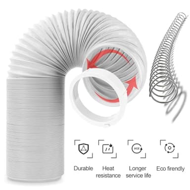 HOXHA Portable Air Conditioner Hose Kit 59 Inch Length 5.9 Inch Diameter AC Vent Hose with 5.9 Inch AC Vent Hose Adapter, AC Replacement Exhaust Hose Anti-Clockwise with Tube Coupler Connector - Image 3
