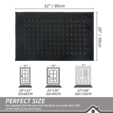BEQHAUSE Waffle Door Mats Indoor 20"x32", Dog Mat for Muddy Paws Absorbent and Dirt Resist Floor Mats Non-Slip Washable Rugs for Entryway, Welcome Mat for Front Back Door, Muddy Wet Shoes, Black - Image 2