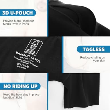BAMBOO COOL Moisture-Wicking Soft Men's Underwear Boxer Briefs for Men With Open Fly Pouch (6 pack) XL - Image 3