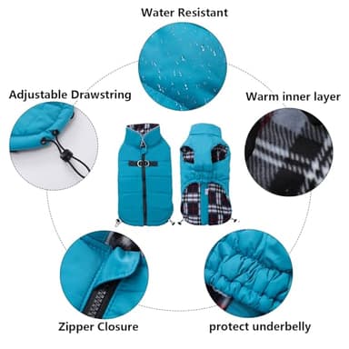 Geyecete Dog Winter Warm Coat Jacket, Windproof Snowproof, Pet Outdoor Jacket for Small to Large Dogs - Blue - XS - Image 2