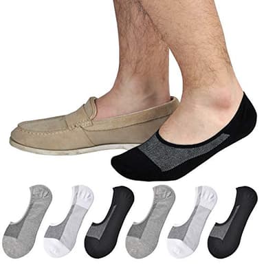 JORMATT 6 Pairs Mens Women Genuine No Show Socks Boys Sneaker Shoes Mesh Knit Low Cut Athletic Cotton Socks Non Slip, Men Shoe size 6-10 - Image 1