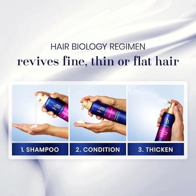 Hair Biology Full & Vibrant Set Including: Volumizing Shampoo (12.8 Fl Oz), Conditioner (12.8 Fl Oz) & Thickening Treatment (6.4 Fl Oz), for Thin or Fine Hair, Biotin Infused, Paraben-Free, Color-Safe - Image 4
